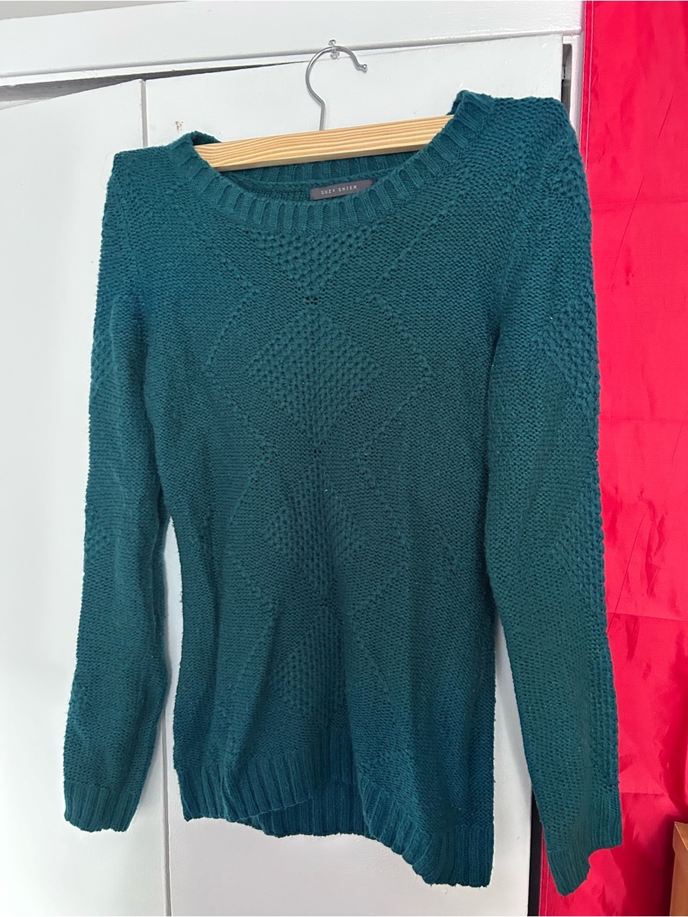 green knit sweater